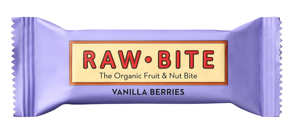 Raw Bite Barre énergétique baies rouges/vanille bio & raw 50g